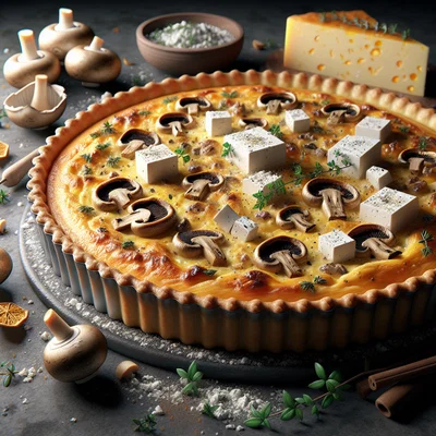 Austernpilz-Feta-Quiche mit Zitronenthymian