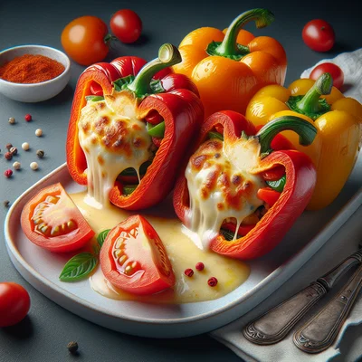Gefüllte Paprika mit Gouda und Tomaten