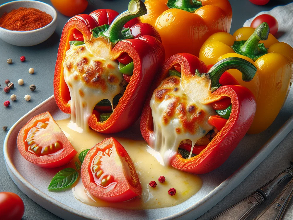 Gefüllte Paprika mit Gouda und Tomaten