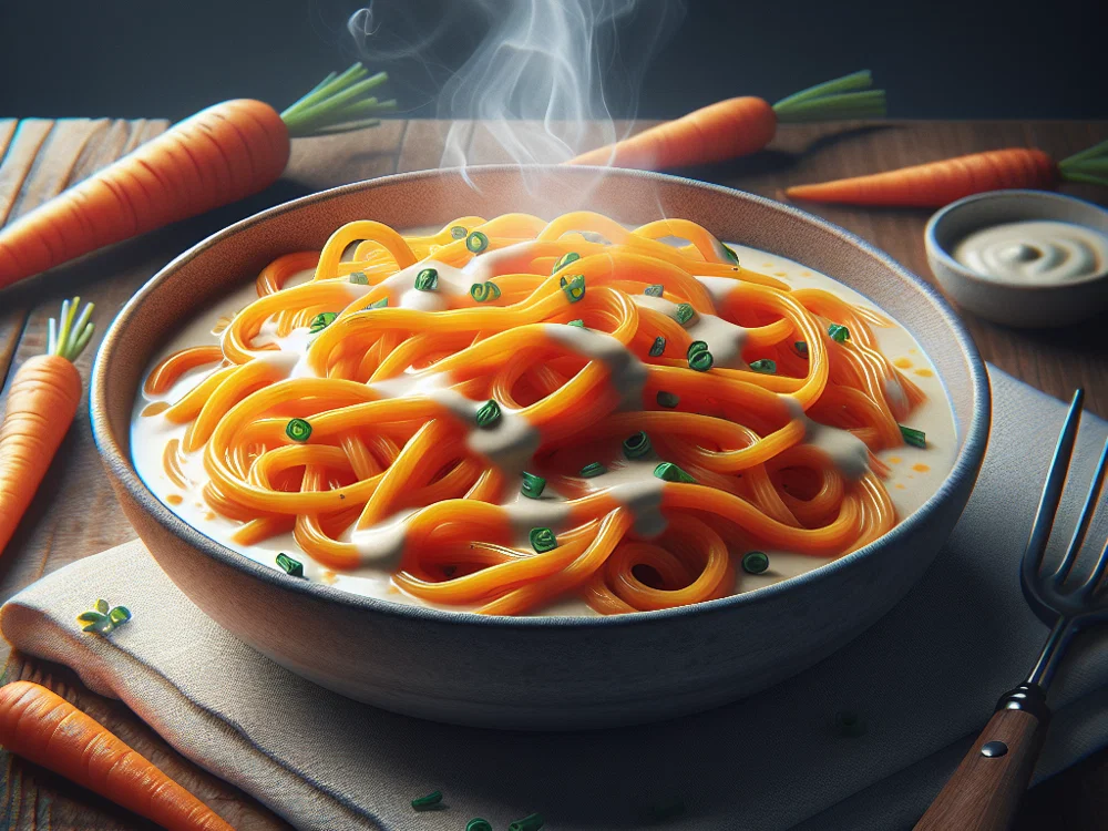 Karotten-Nudeln mit Sahnesauce