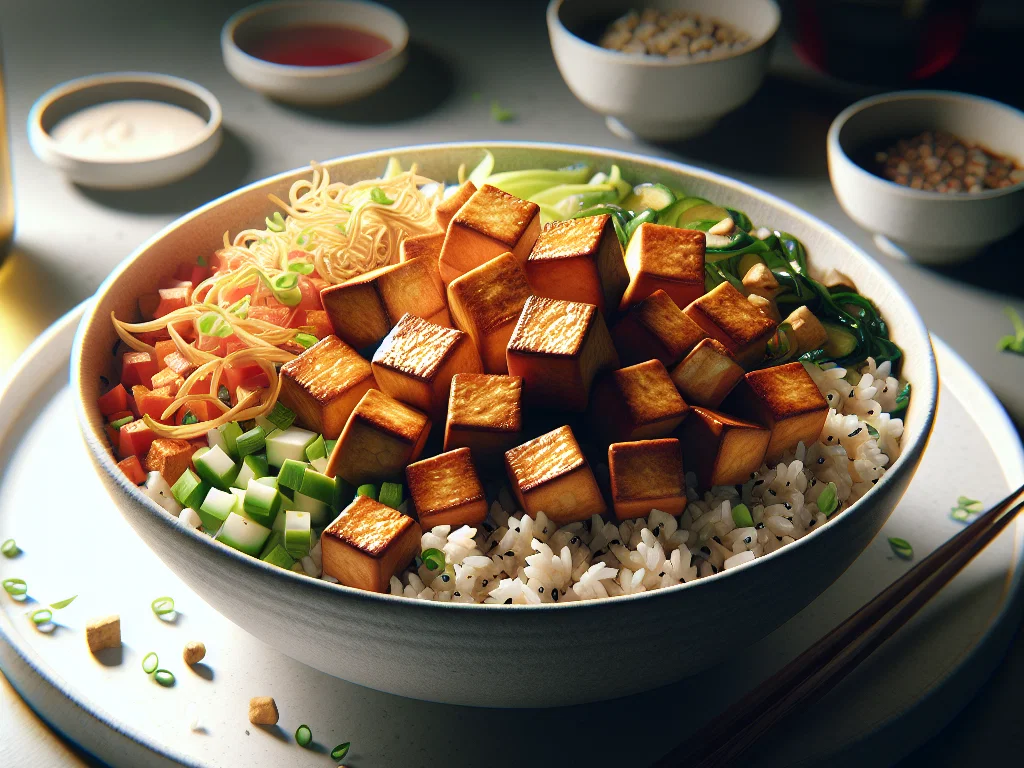 Knusprige Tofu-Reisbowl