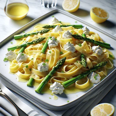Zitronen-Spargel-Tagliatelle mit Ricotta