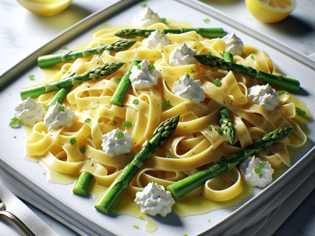 Zitronen-Spargel-Tagliatelle mit Ricotta