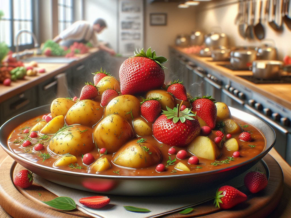 Indisch Inspirierter Kartoffeleintopf mit Erdbeeren