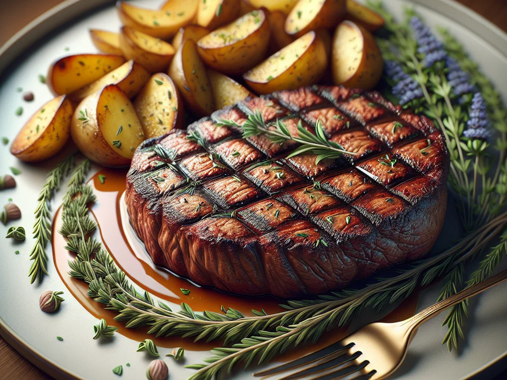 Seitan-Steak mit Rosmarin-Kartoffeln