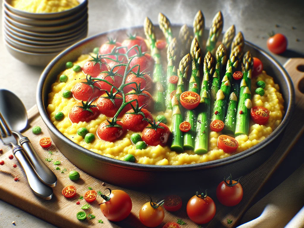 Kirschtomaten-Spargel-Polenta Auflauf