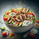 Griechischer Gyros-Salat mit Tsatsiki-Dressing – Bild 1