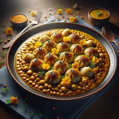 Pinzgauer Kaspressknödel auf Curry-Linsen