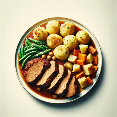 Veganer Braten mit Knödel