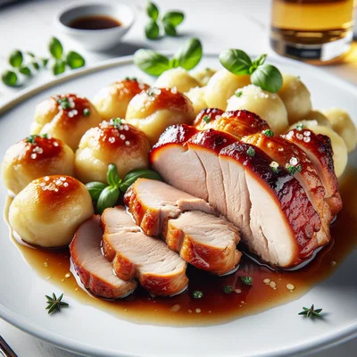 Klassischer Schweinebraten mit Kartoffelknödeln