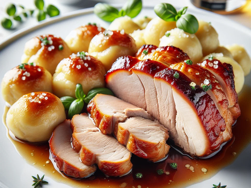 Klassischer Schweinebraten mit Kartoffelknödeln