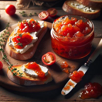 Tomatenmarmelade and Goat Cheese Crostini