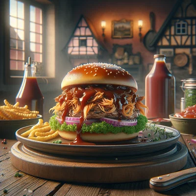 Pulled Austernpilz Burger mit BBQ-Sauce