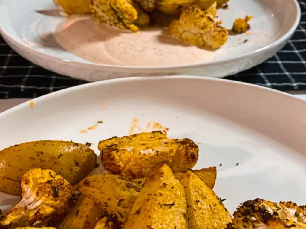 Gretasomis Blumenkohl vom Blech mit Harissa-Joghurt