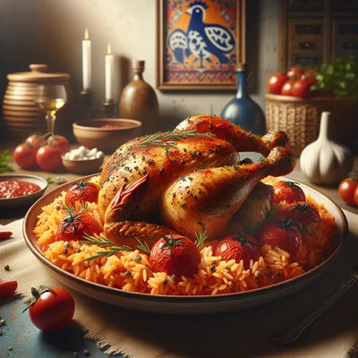 Mediterranes Hähnchen mit Tomatenreis
