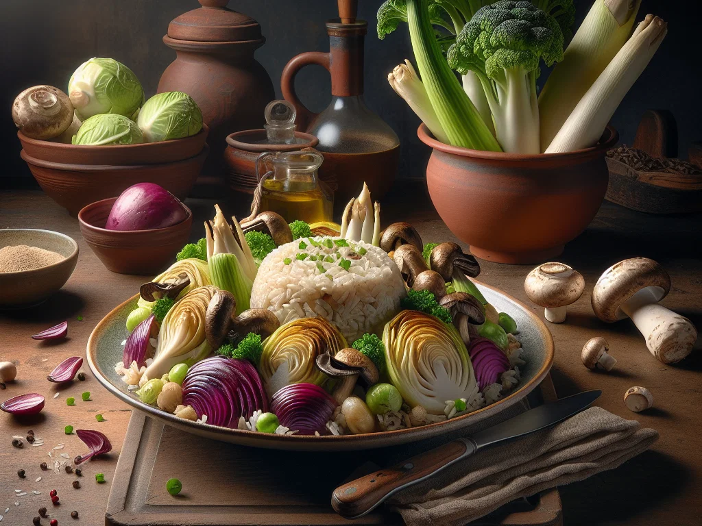 Reis mit Kohlrabi und Austernpilzen