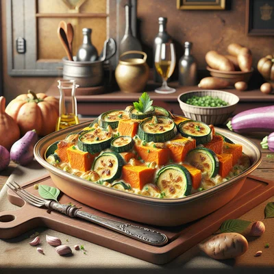 Süßkartoffel-Zucchini-Gratin