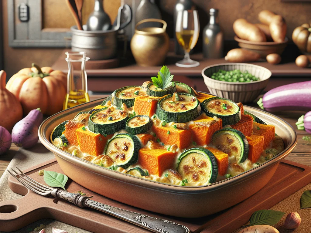 Süßkartoffel-Zucchini-Gratin