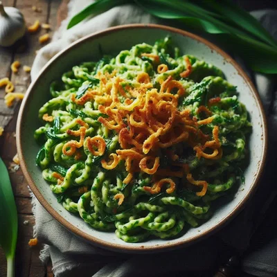 Bärlauch-Spätzle mit Käse-Crunch