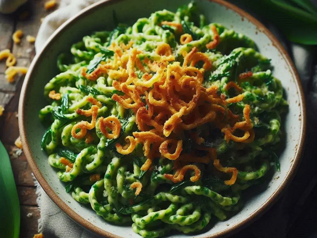 Bärlauch-Spätzle mit Käse-Crunch