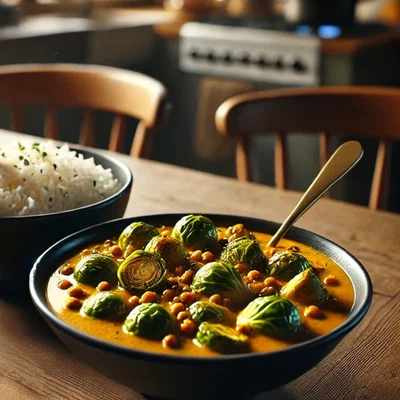 Rosenkohl-Curry mit roten Linsen