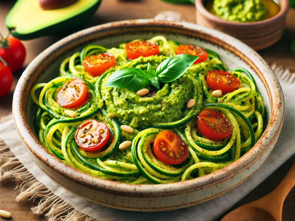 Zucchini-Nudeln mit cremigem Avocado-Pesto