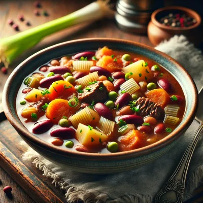 Herzhafter Bohnen-Erbsen-Eintopf mit Suppenfleisch