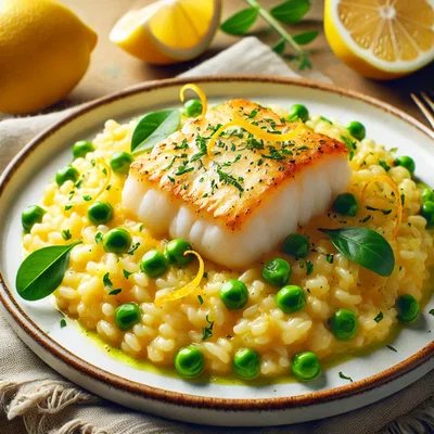 Zitronen-Risotto mit Kabeljau
