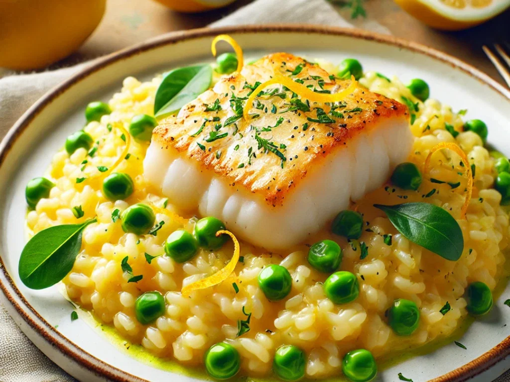 Zitronen-Risotto mit Kabeljau