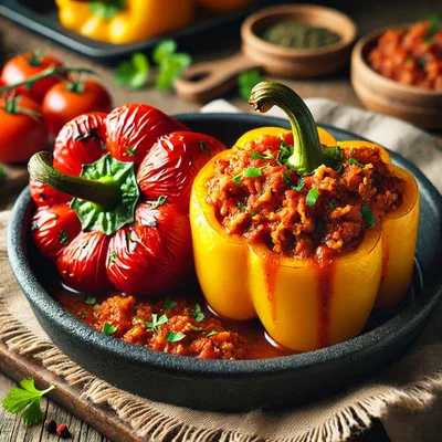 Jackfruit-Hack Bolognese gefüllte Paprika