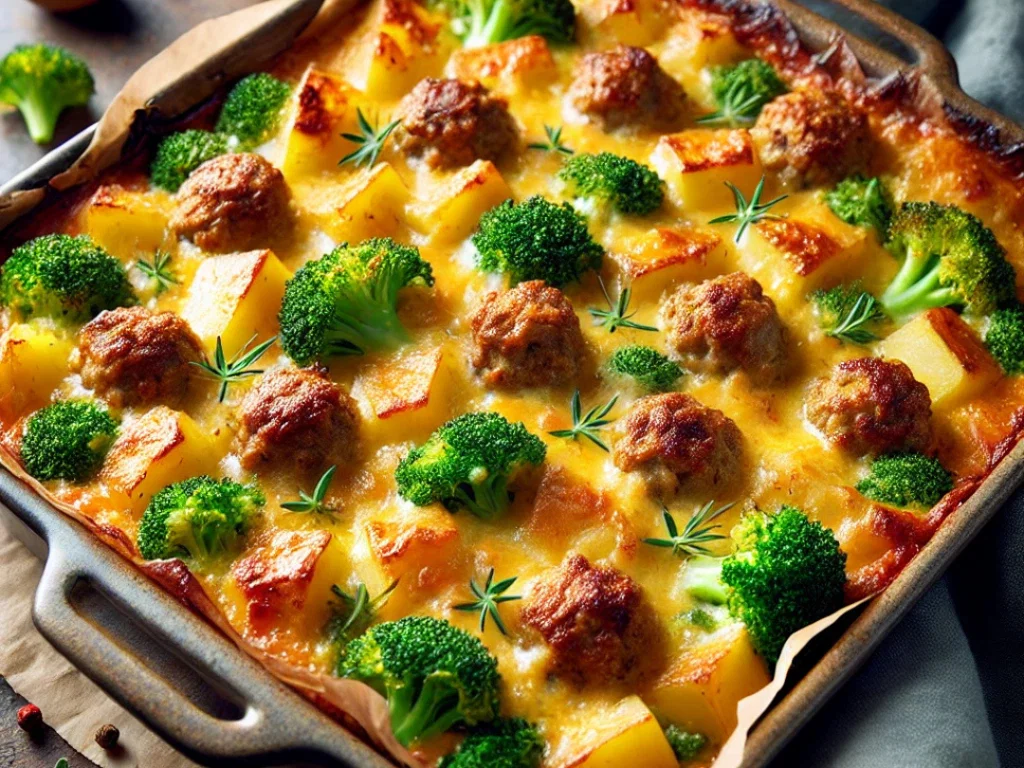 Köttbullar mit Brokkoli und Käse
