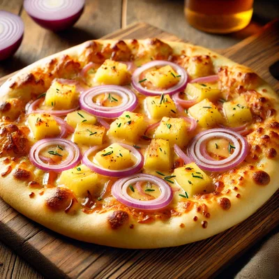 Ananas-Pizza mit Joghurtteig
