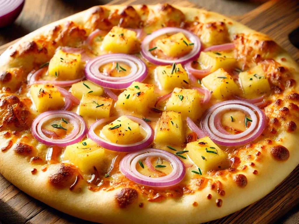 Ananas-Pizza mit Joghurtteig