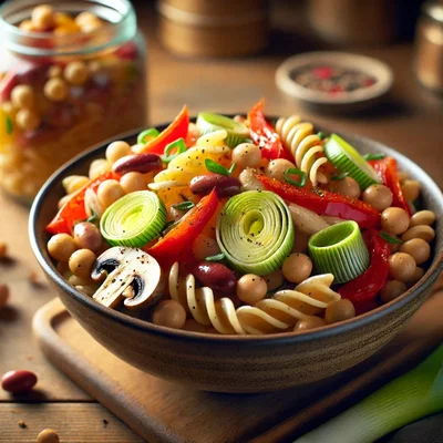 Bunter Pasta-Salat mit Hülsenfrüchten