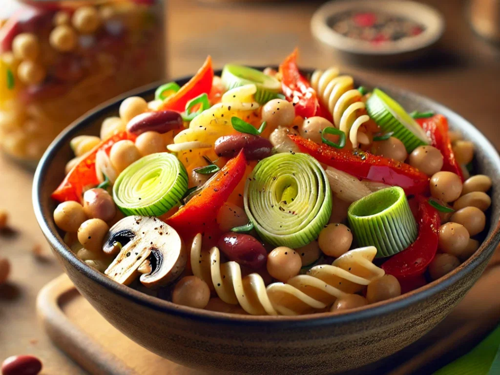 Bunter Pasta-Salat mit Hülsenfrüchten