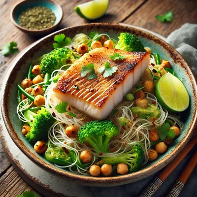 Glasnudelsalat mit knuspriger Dorade & Erdnuss-Dressing