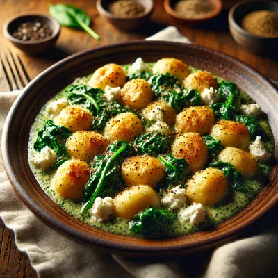 Cremige Spinat-Gnocchi mit Feta
