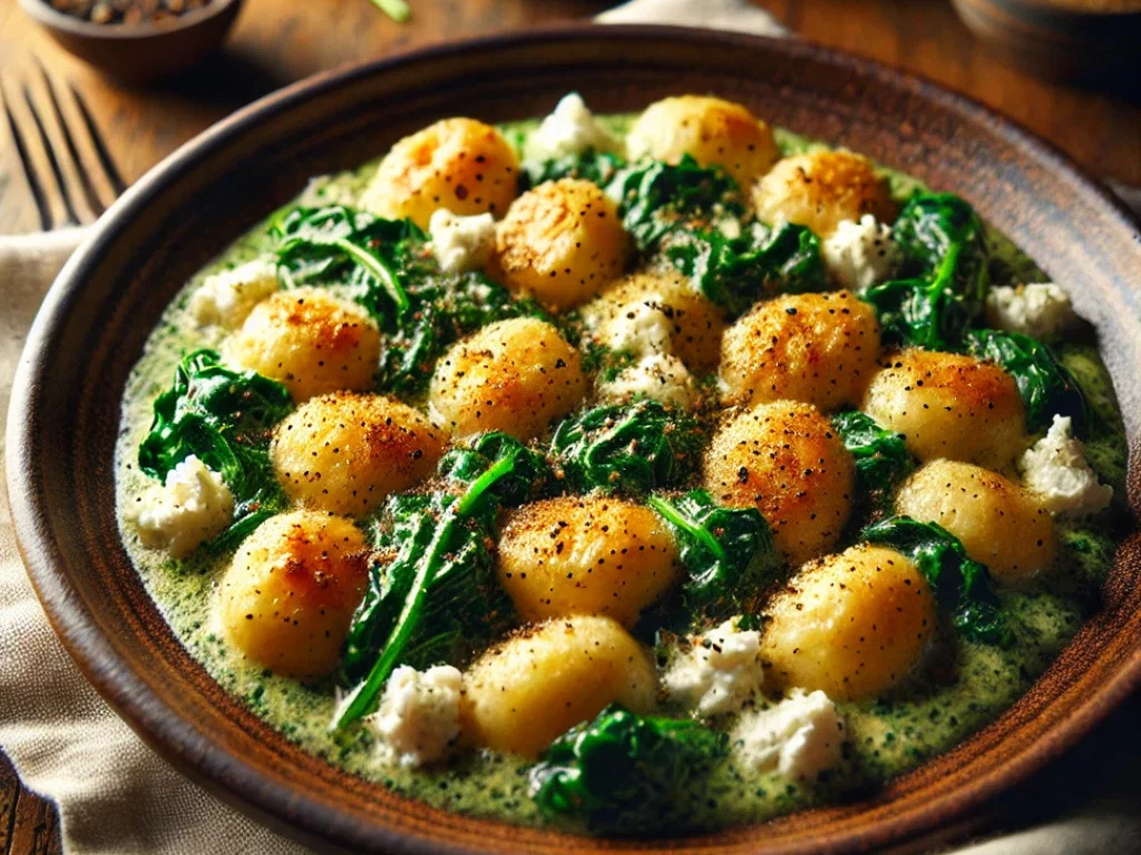 Cremige Spinat-Gnocchi mit Feta