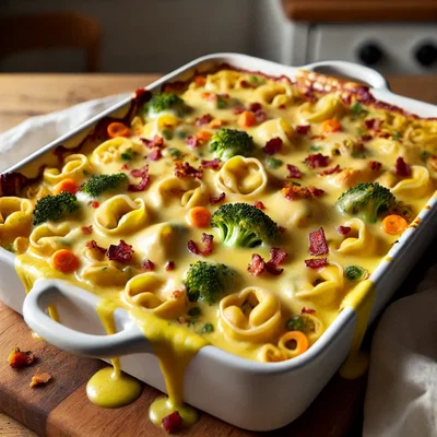 Überbackener Tortellini-Auflauf mit veganer Holondaise