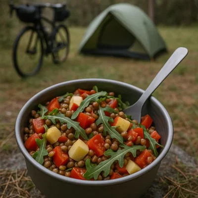 Linsen-Tomatensalat mit Apfel & Rucola
