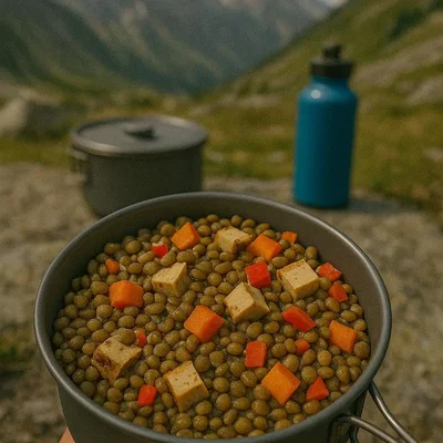 Kalter Linsensalat mit Räuchertofu & Apfelessig