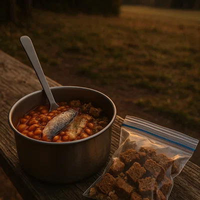 Bohnen-Brot-Matsch mit Hering