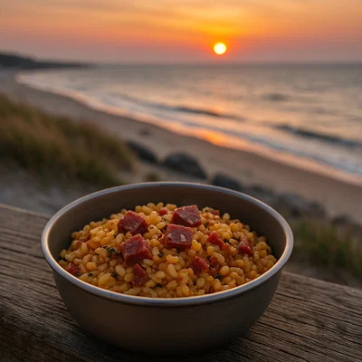 Salami-Risotto aus dem Beutel