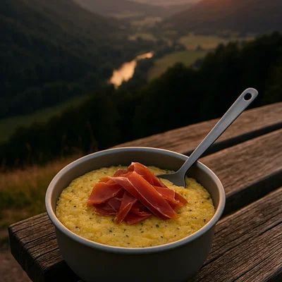 Wanderer-Polenta mit Schinken & Kräutern