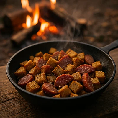 Crunchy Brotpfanne mit Salami & Kräutern