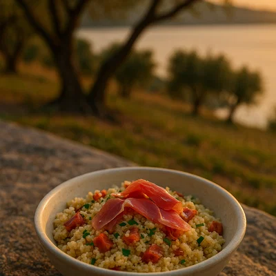 Mediterraner Couscous mit Schinkenstreifen