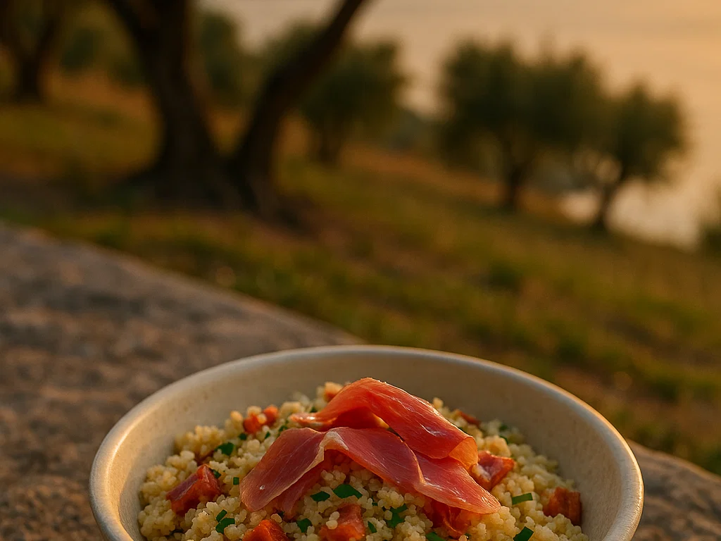 Mediterraner Couscous mit Schinkenstreifen