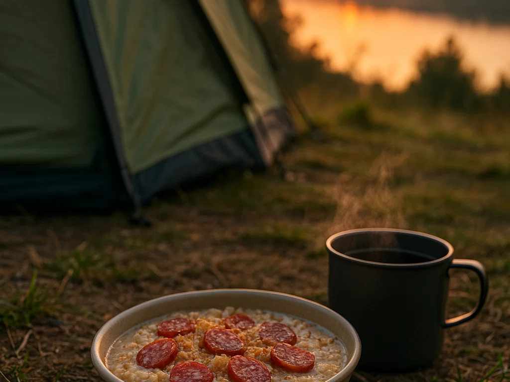 Herzhafter Hafer mit Salami & Röstzwiebel-Kick