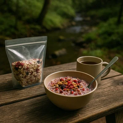 Waldbeeren-Nuss-Crumble im Beutel