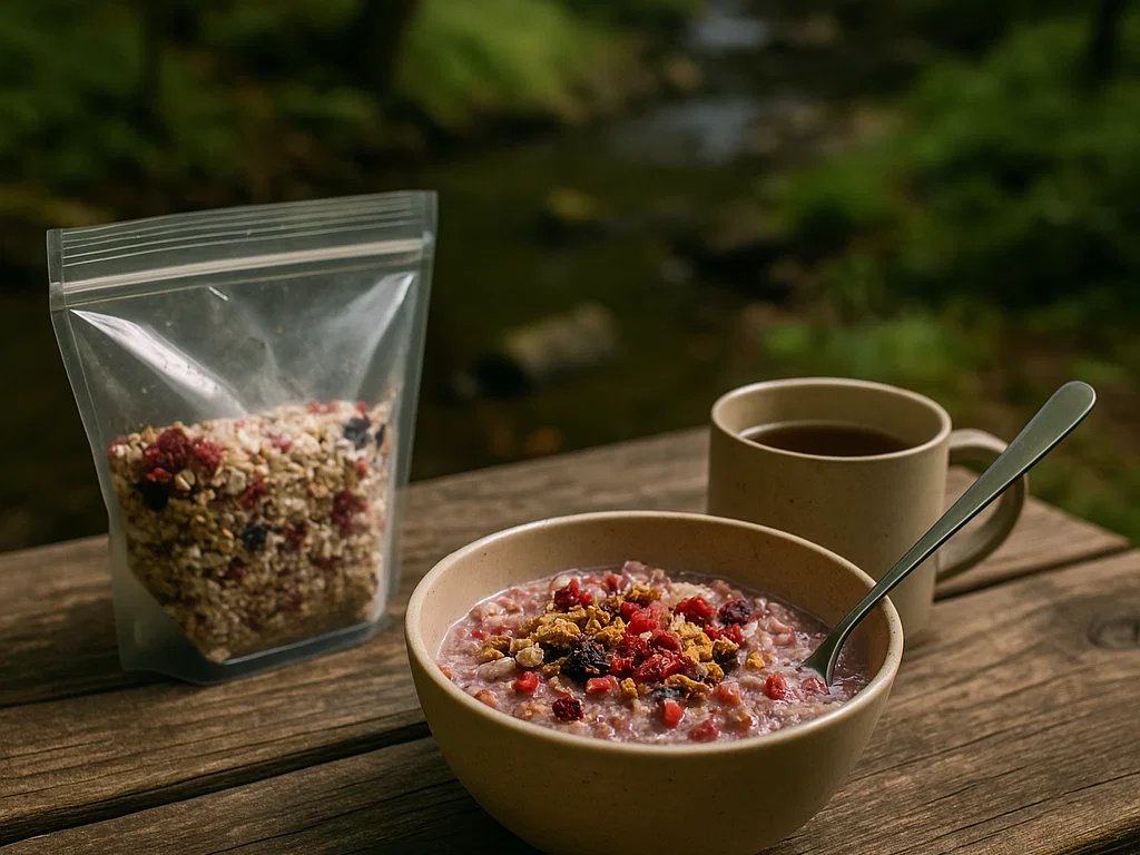 Waldbeeren-Nuss-Crumble im Beutel